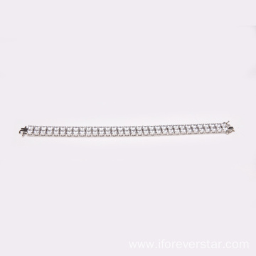 2 Raws 5A CZ 925 Silver Tennis Bracelet